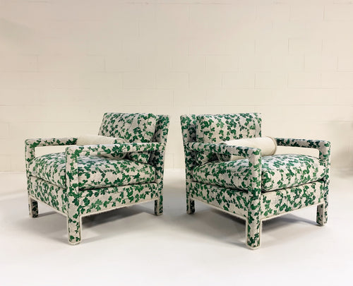 Milo Baughman Style Parsons Chairs in "Brambles" - FORSYTH