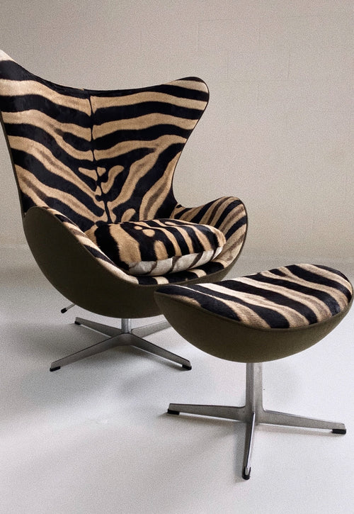 Bespoke Egg Chair and Ottoman in Zebra