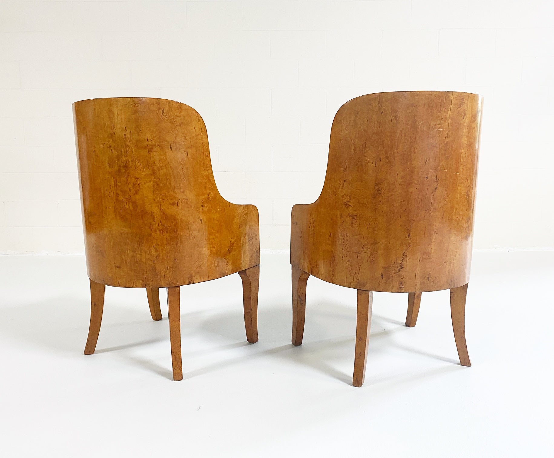 Biedermeier Gnarled Birch Armchairs in Ostrich Leather, pair