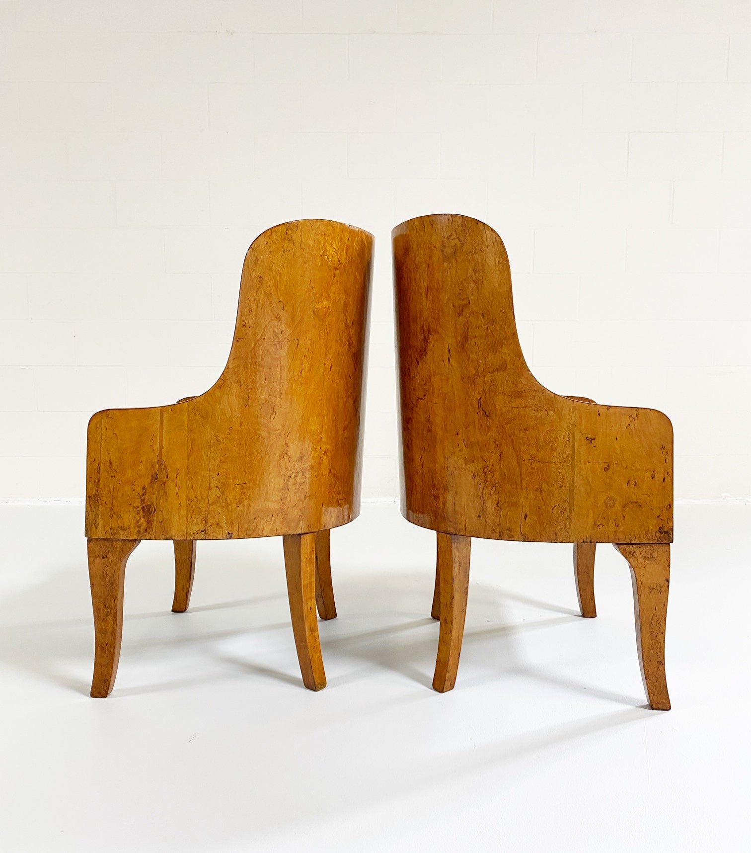 Biedermeier Gnarled Birch Armchairs in Ostrich Leather, pair