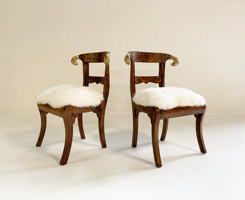 French Side Chairs in Brazilian Sheepskin, pair - FORSYTH