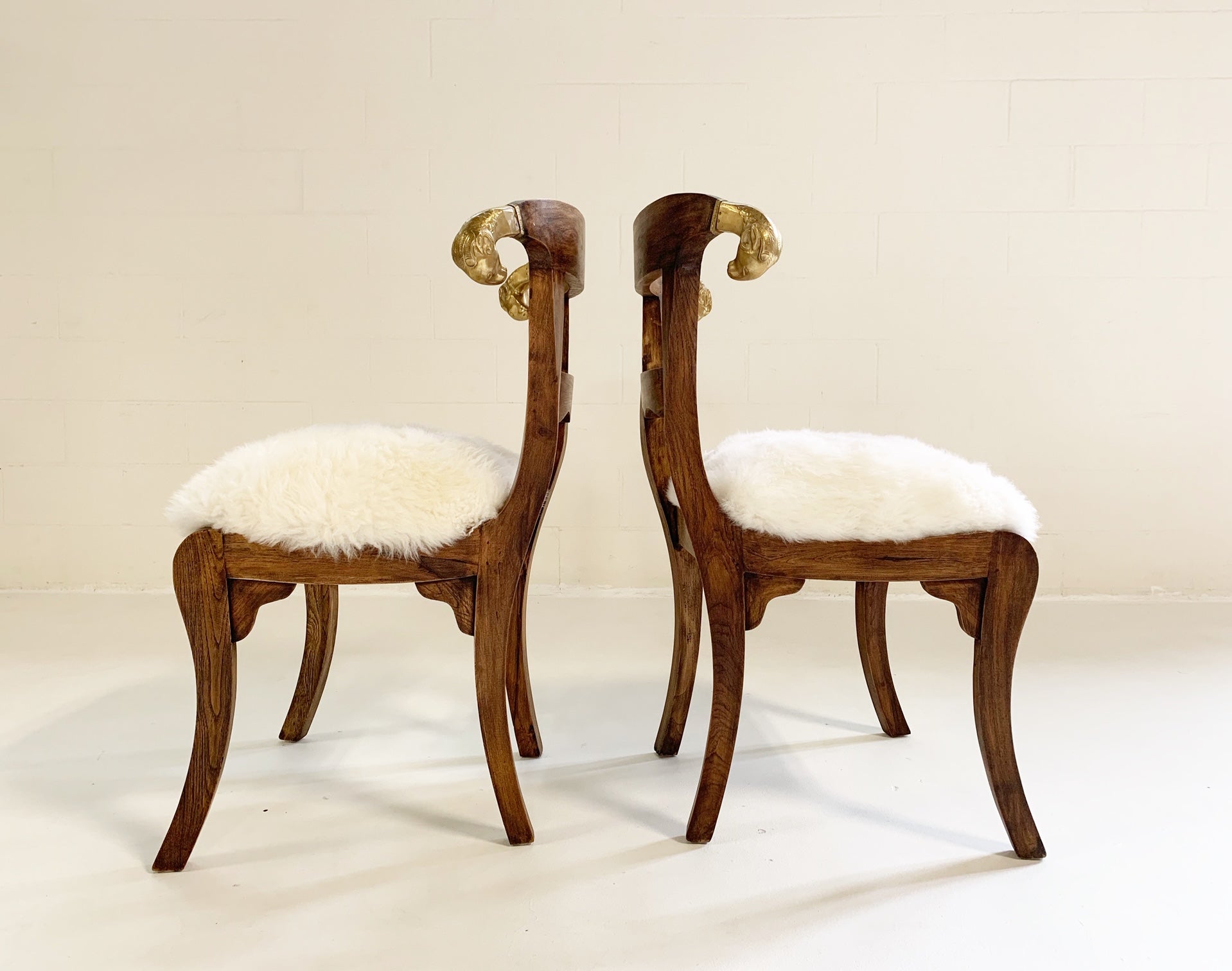 French Side Chairs in Brazilian Sheepskin, pair - FORSYTH