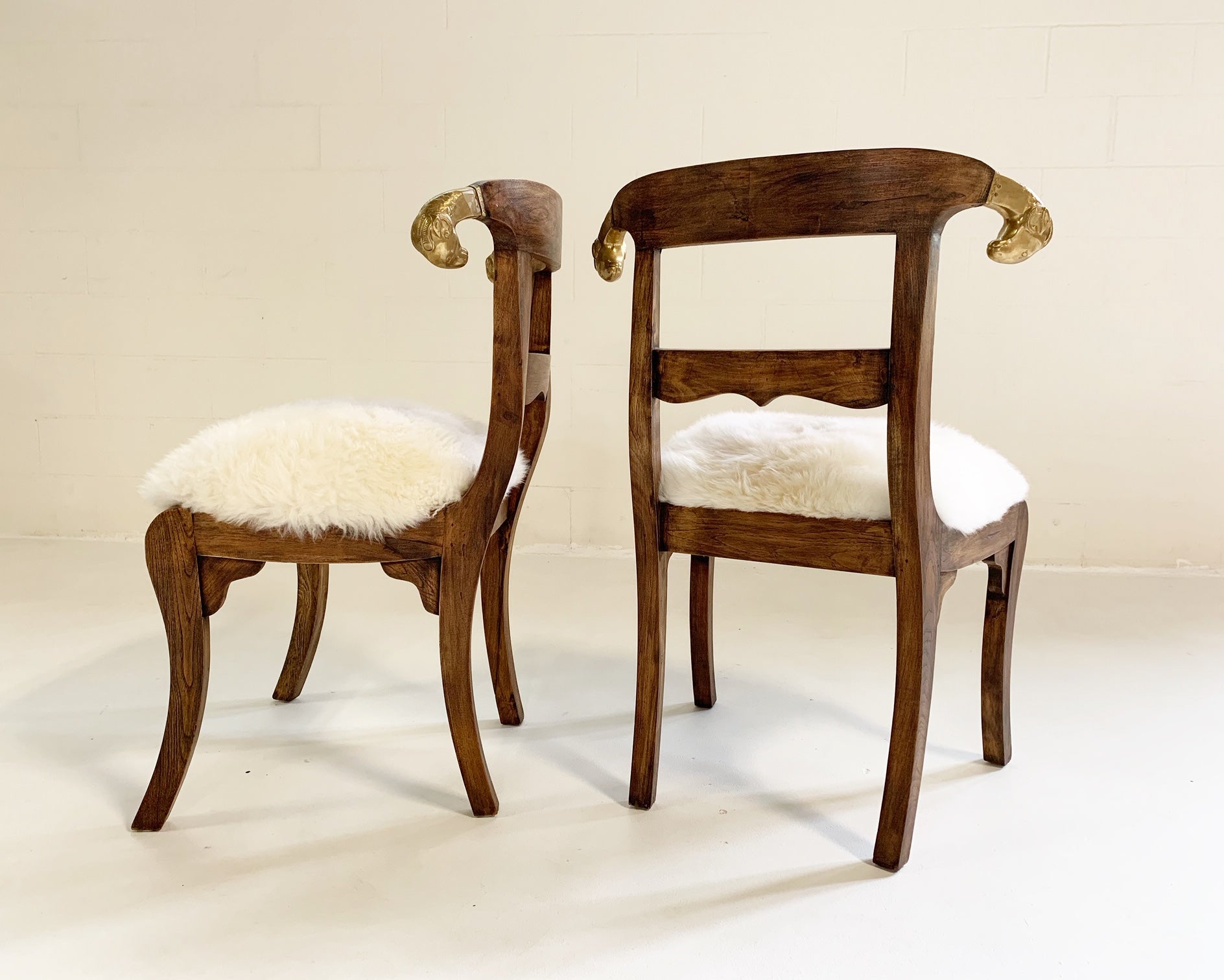 French Side Chairs in Brazilian Sheepskin, pair - FORSYTH