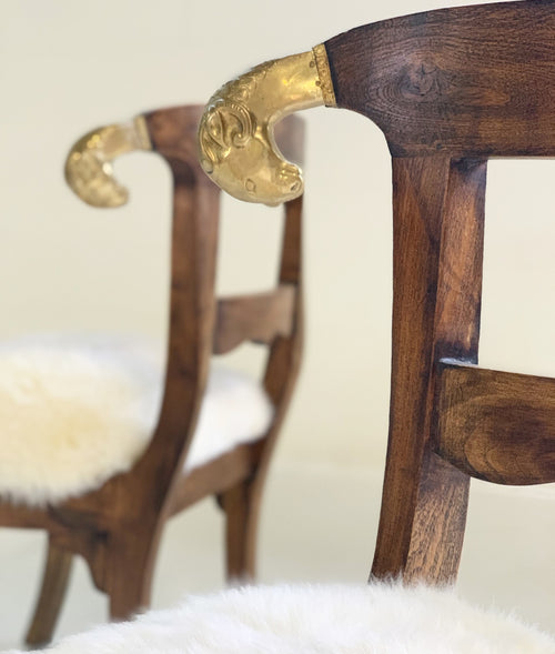 French Side Chairs in Brazilian Sheepskin, pair - FORSYTH