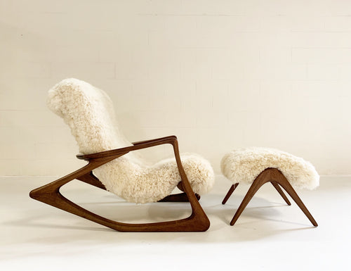 Rocking Chair and Ottoman in California Sheepskin - FORSYTH