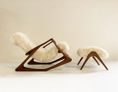 Rocking Chair and Ottoman in California Sheepskin - FORSYTH