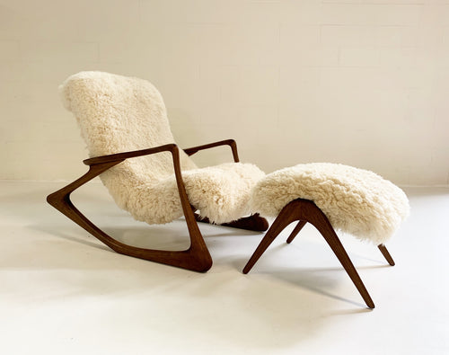 Rocking Chair and Ottoman in California Sheepskin - FORSYTH