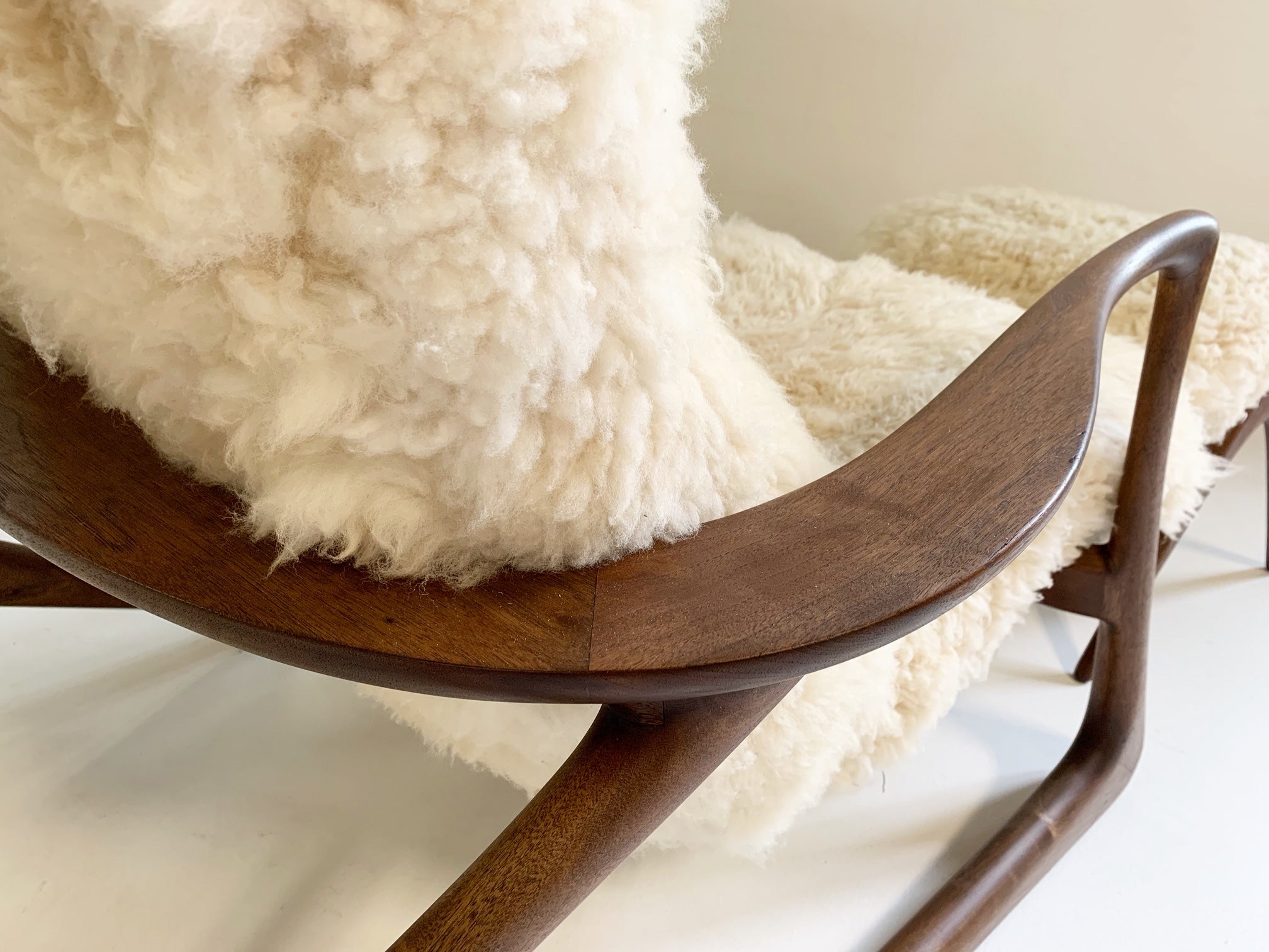 Rocking Chair and Ottoman in California Sheepskin - FORSYTH