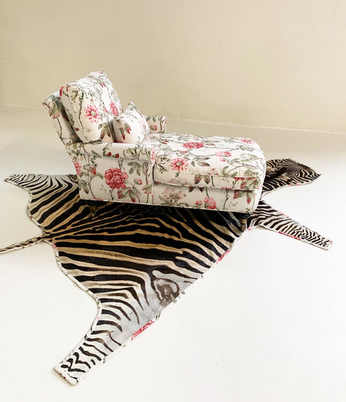 Chaise Lounge in Schumacher Fabric with Zebra Rug - FORSYTH