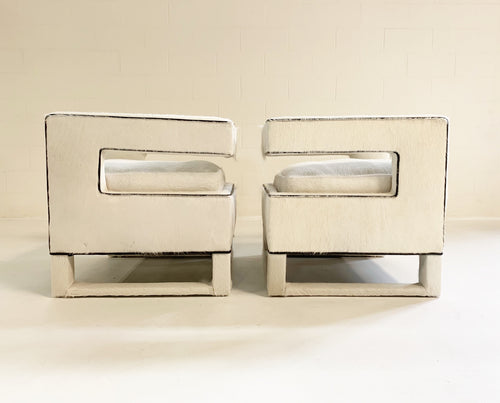 Cube Chairs in Brazilian Cowhide, pair - FORSYTH