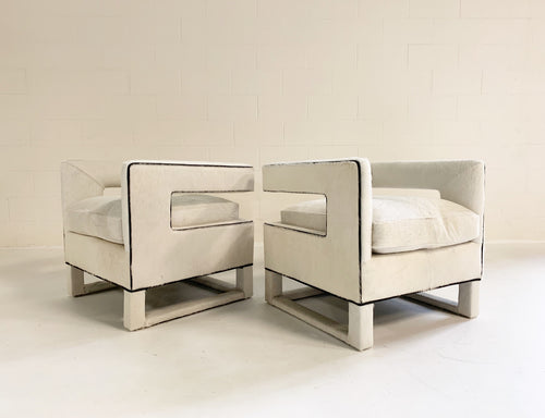 Cube Chairs in Brazilian Cowhide, pair - FORSYTH