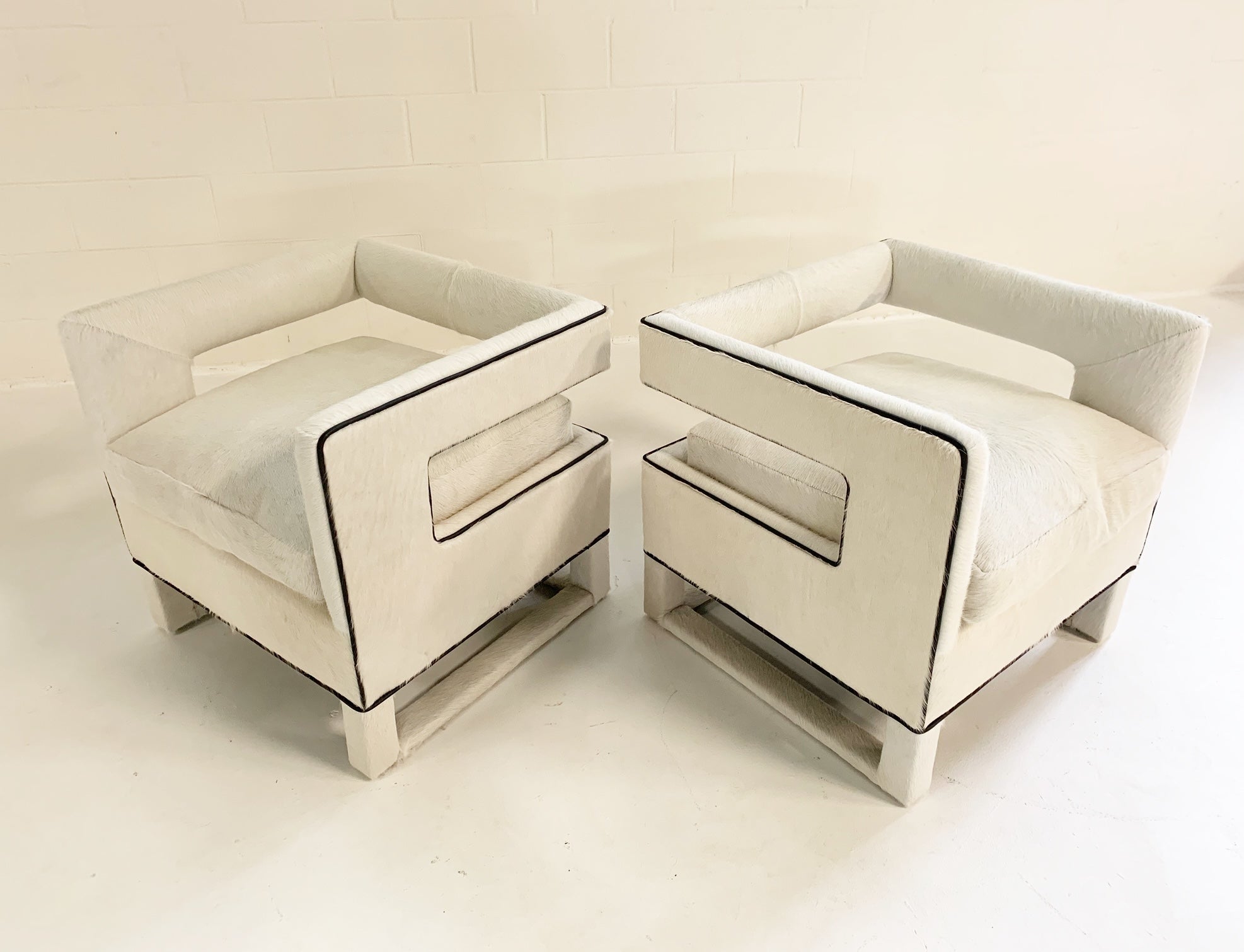 Cube Chairs in Brazilian Cowhide, pair - FORSYTH