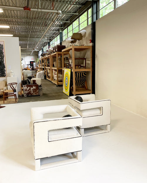 Cube Chairs in Brazilian Cowhide, pair - FORSYTH