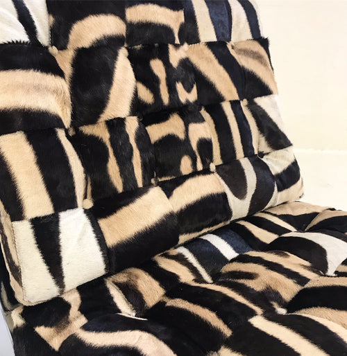 Barcelona Style Chairs in Zebra Hide, pair - FORSYTH