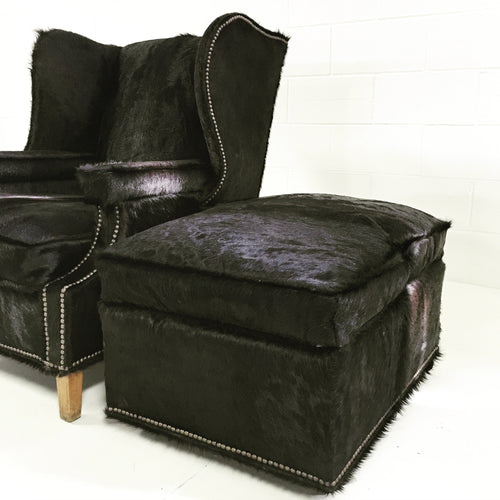 Wingbacks with Ottoman in Brazilian Cowhide, pair - FORSYTH