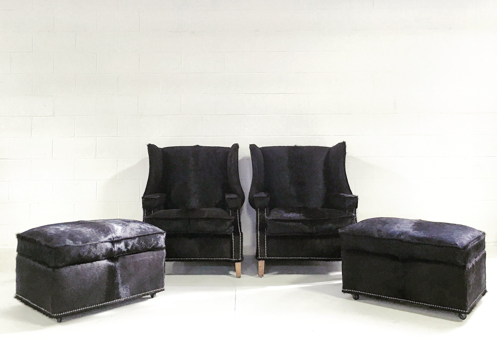 Wingbacks with Ottoman in Brazilian Cowhide, pair - FORSYTH
