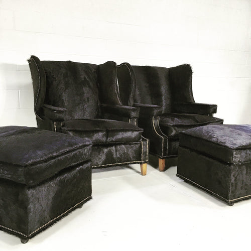 Wingbacks with Ottoman in Brazilian Cowhide, pair - FORSYTH