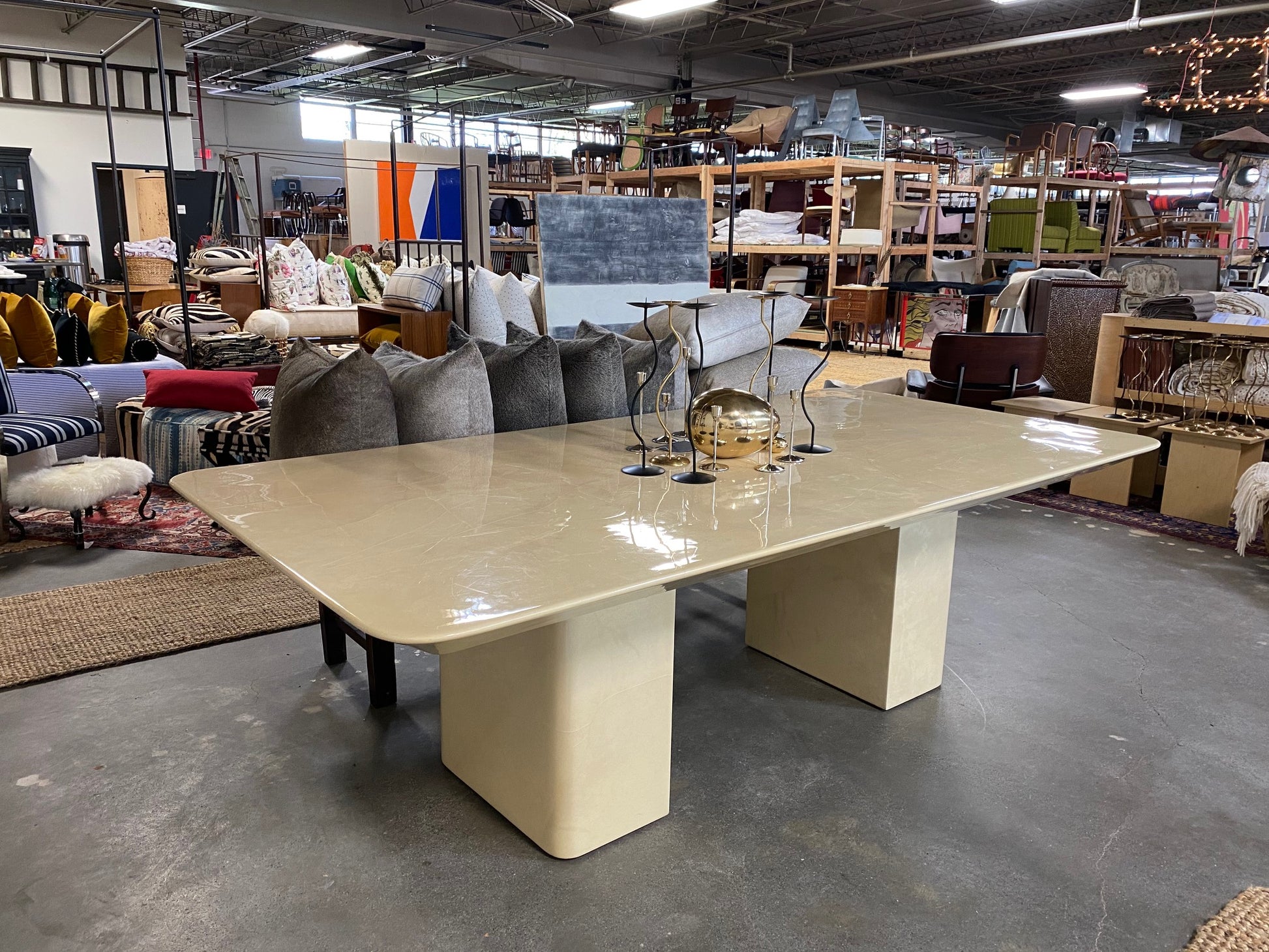 Lacquered Goatskin 8-Foot Long Dining Table - FORSYTH