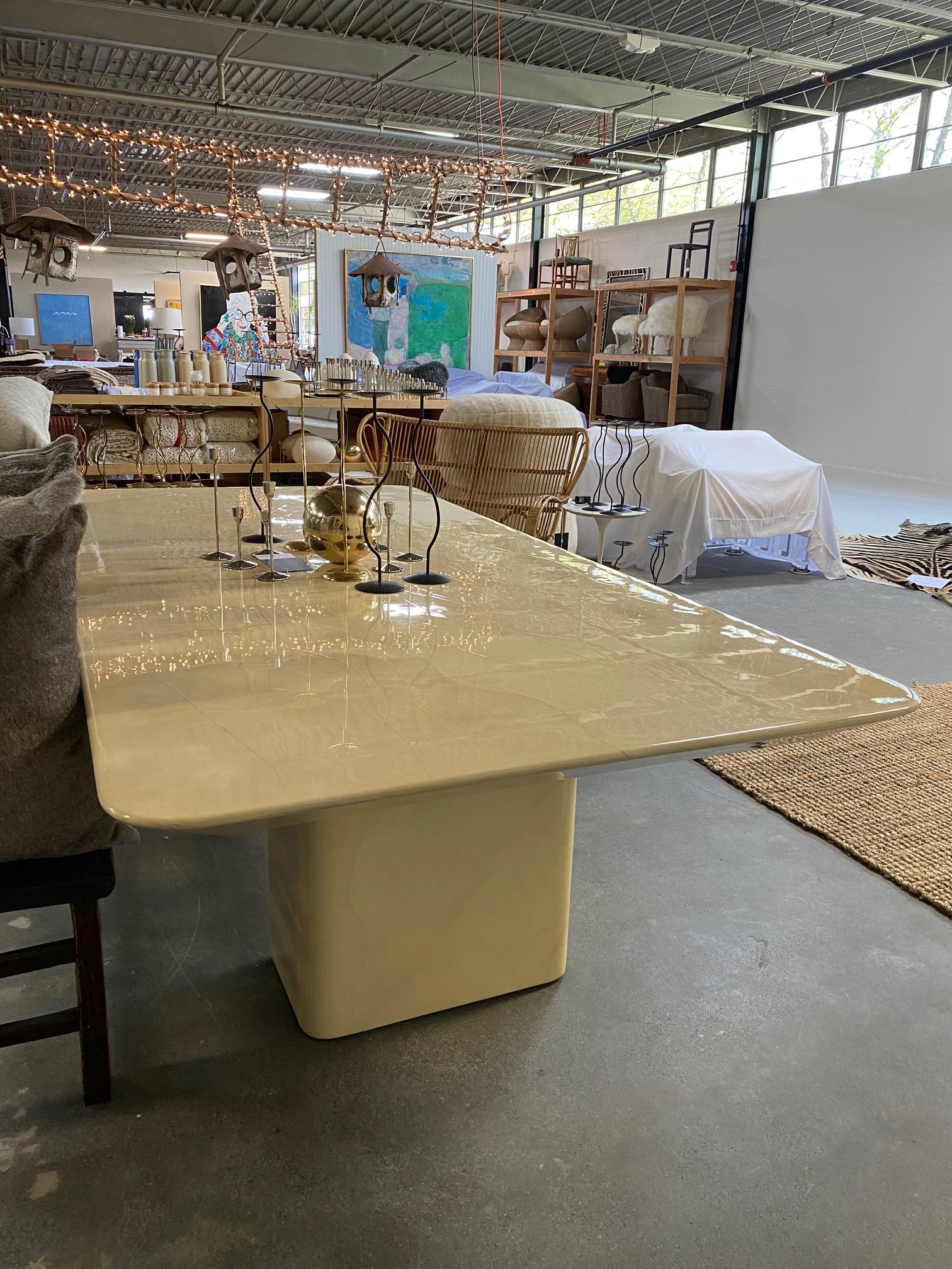 Lacquered Goatskin 8-Foot Long Dining Table - FORSYTH