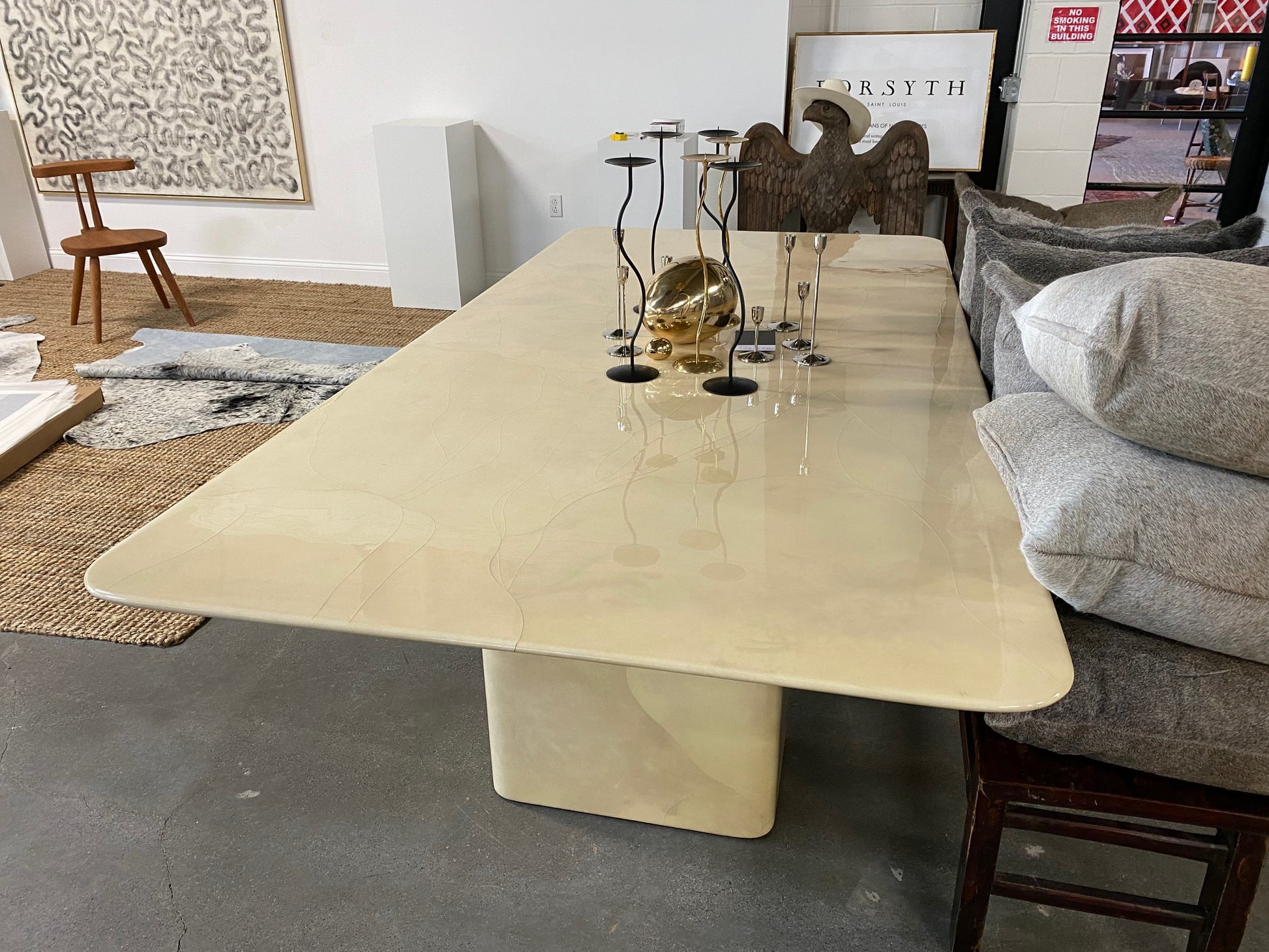 Lacquered Goatskin 8-Foot Long Dining Table - FORSYTH