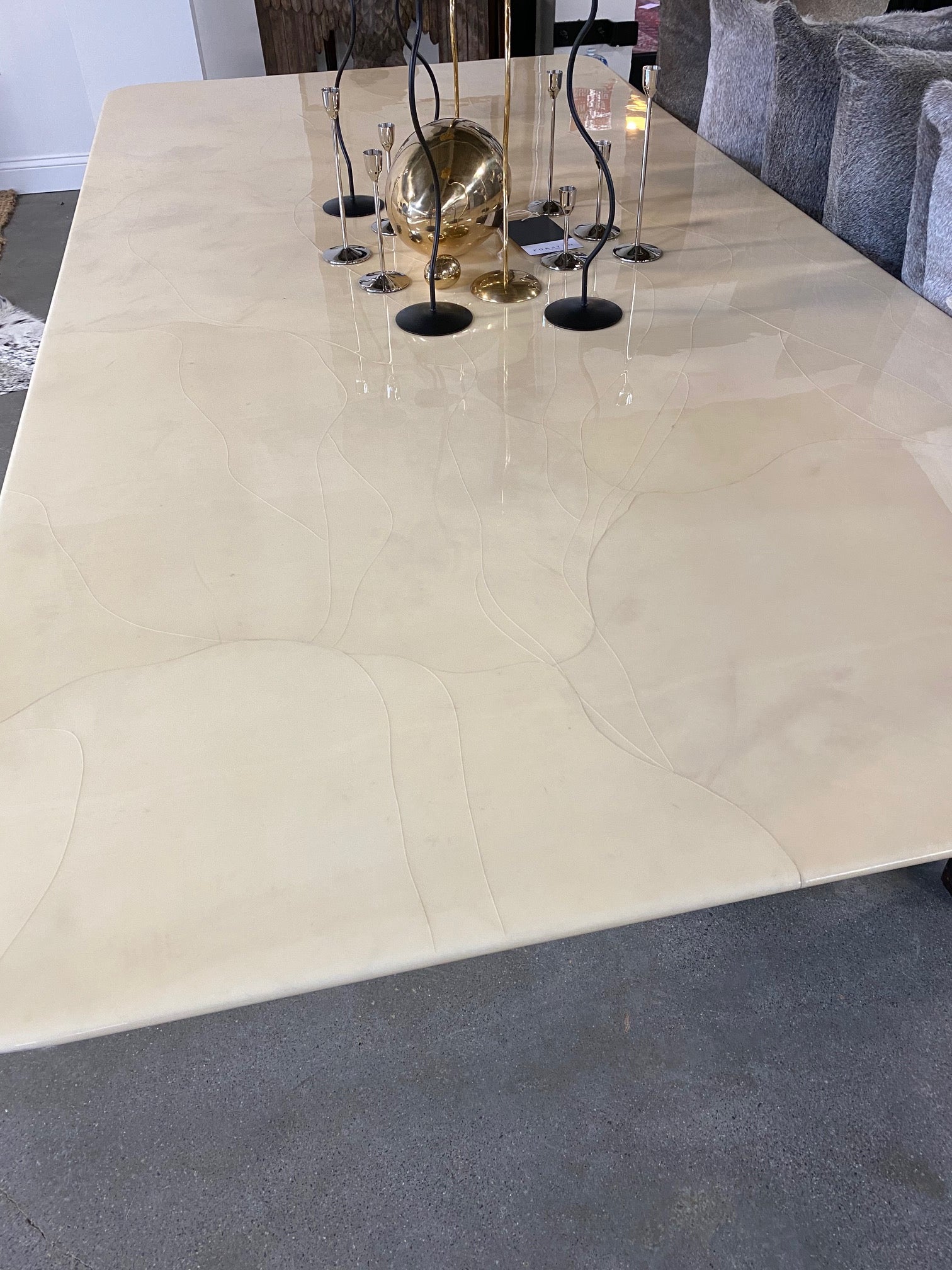 Lacquered Goatskin 8-Foot Long Dining Table