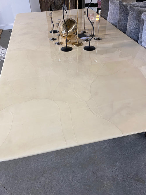Lacquered Goatskin 8-Foot Long Dining Table
