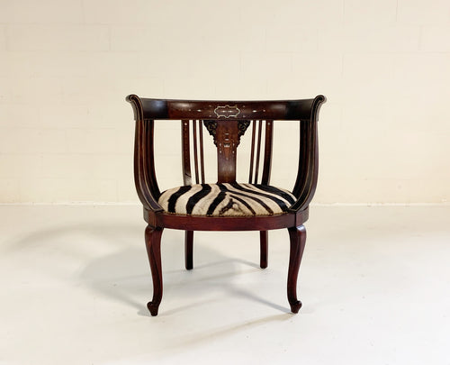 Antique Inlay Armchair in Zebra Hide - FORSYTH
