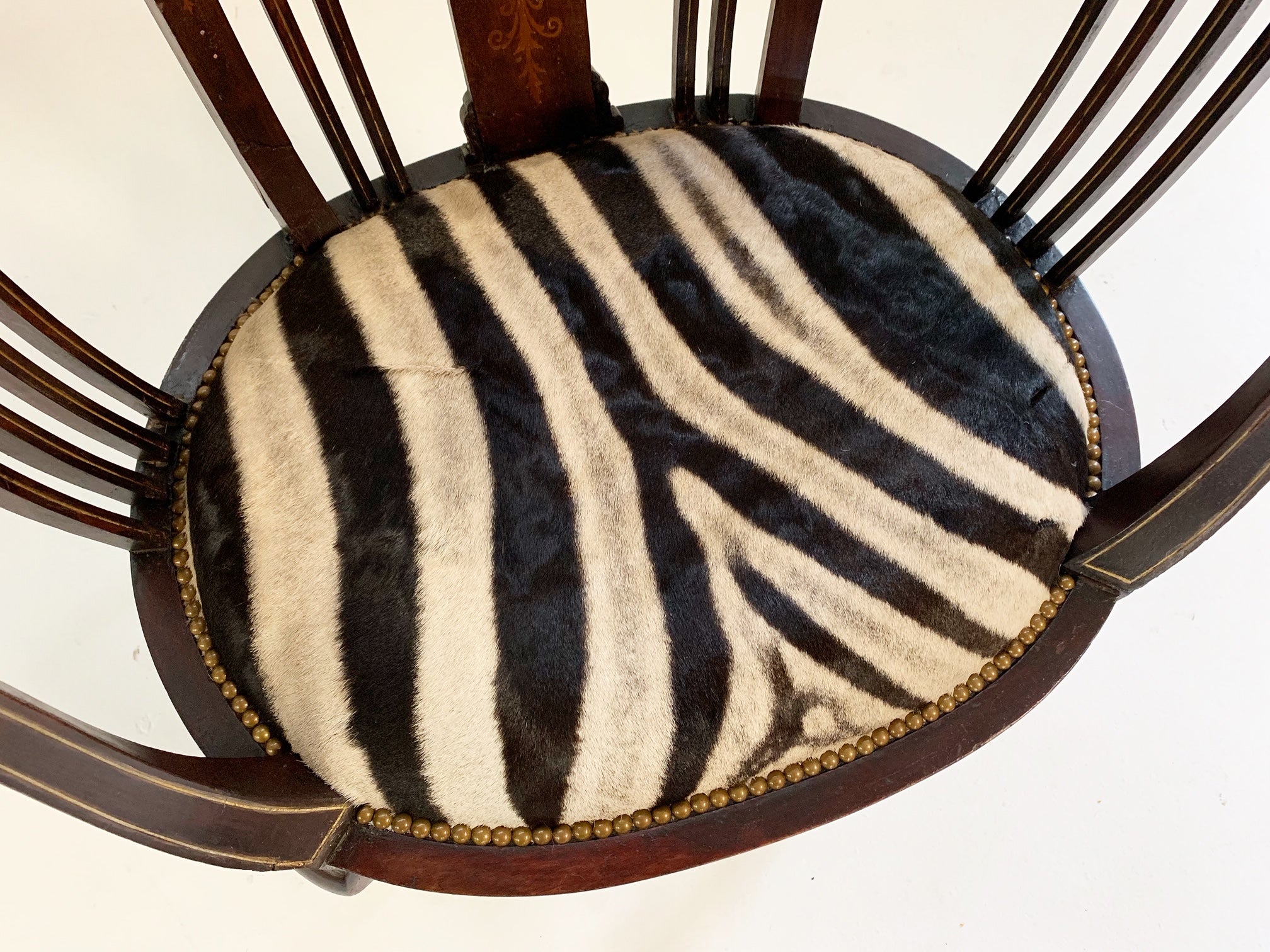 Antique Inlay Armchair in Zebra Hide - FORSYTH