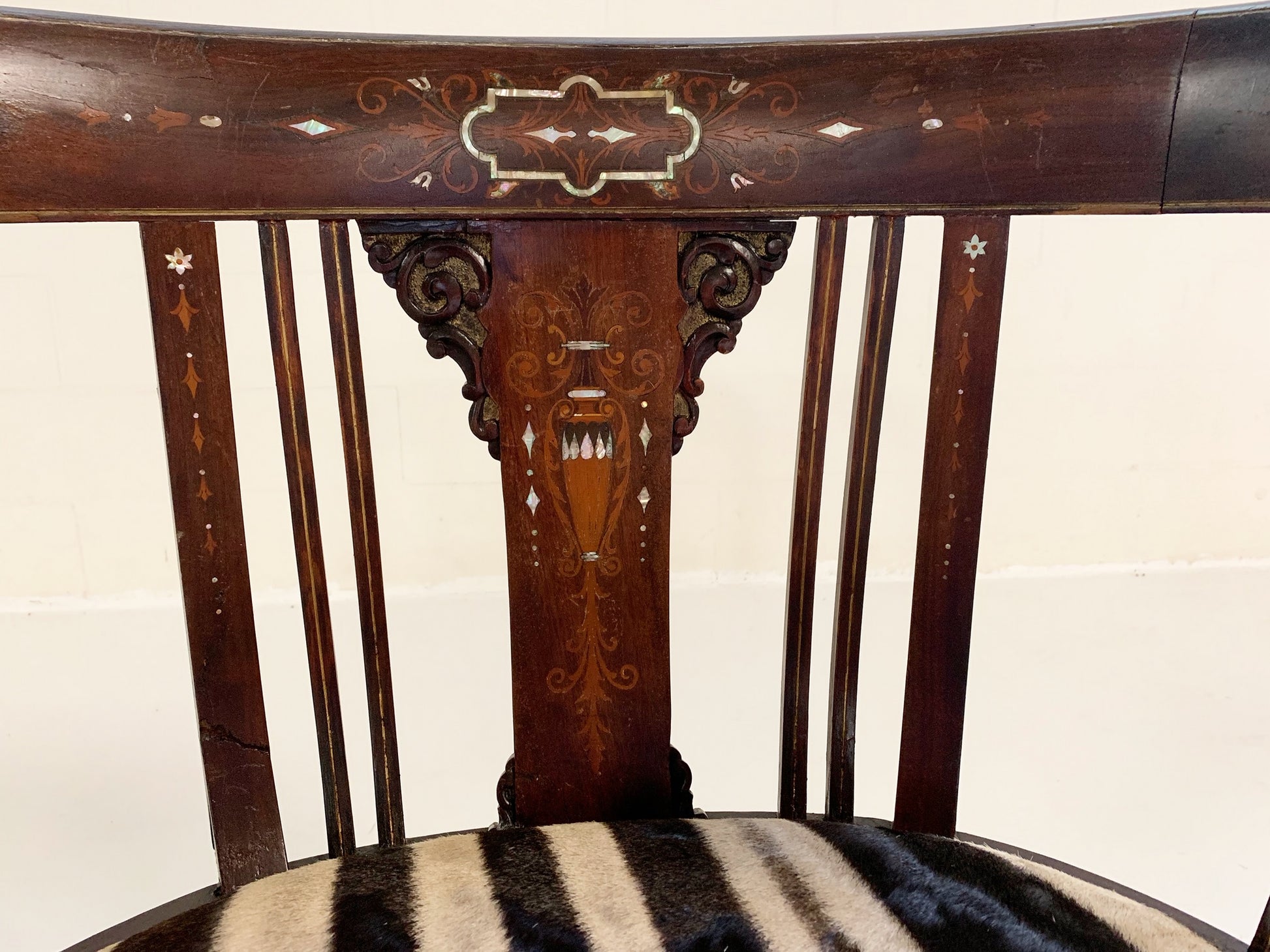 Antique Inlay Armchair in Zebra Hide - FORSYTH