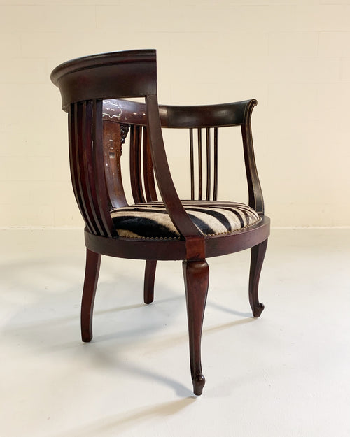 Antique Inlay Armchair in Zebra Hide - FORSYTH