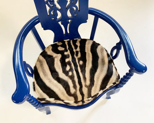 Renaissance Revival Armchair with Zebra Hide Cushion - FORSYTH