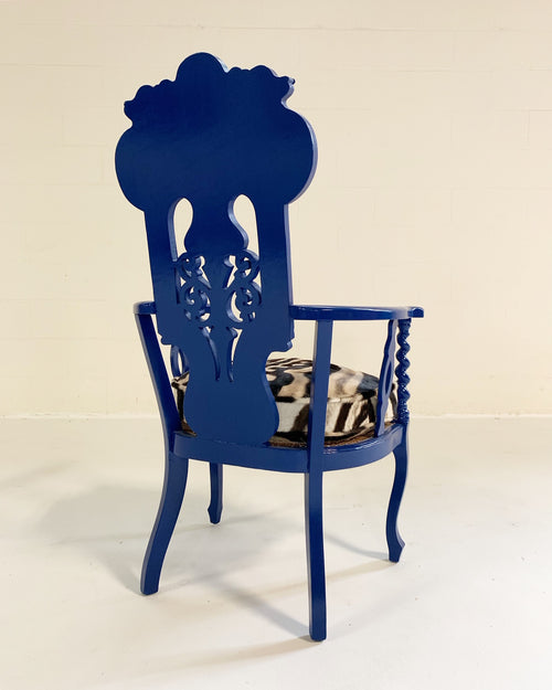 Renaissance Revival Armchair with Zebra Hide Cushion - FORSYTH