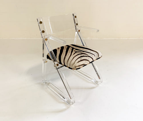 Lucite Desk Chair in Zebra Hide - FORSYTH