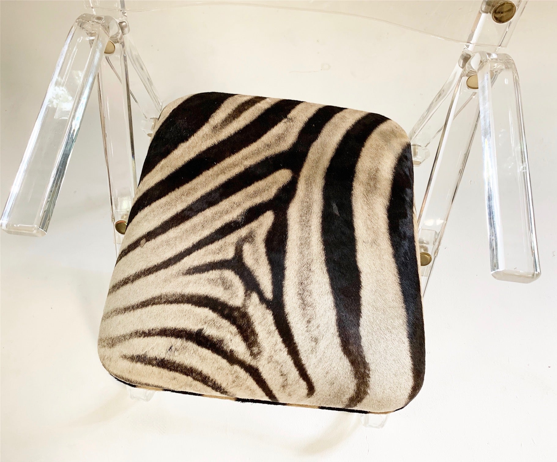 Lucite Desk Chair in Zebra Hide - FORSYTH