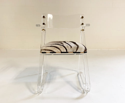 Lucite Desk Chair in Zebra Hide - FORSYTH