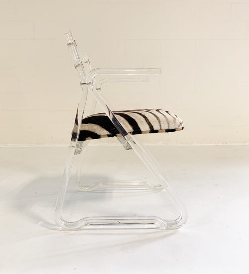 Lucite Desk Chair in Zebra Hide - FORSYTH