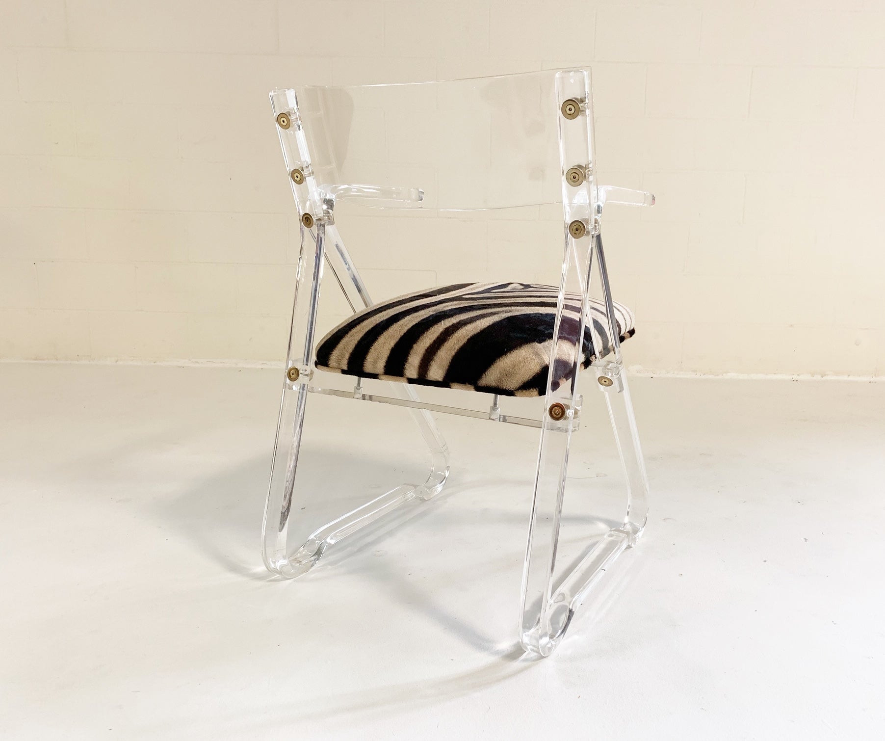 Lucite Desk Chair in Zebra Hide - FORSYTH