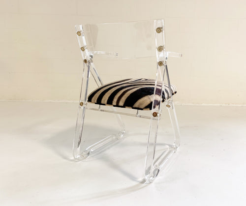 Lucite Desk Chair in Zebra Hide - FORSYTH