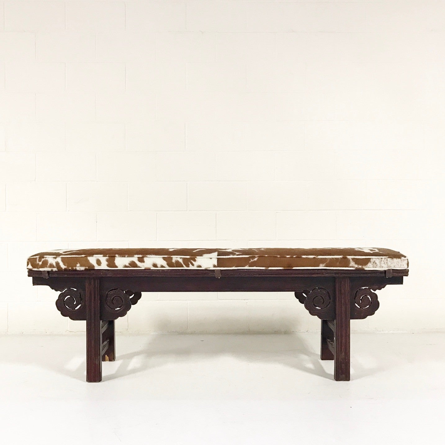 Chinese Bench with Brazilian Cowhide Cushion - FORSYTH