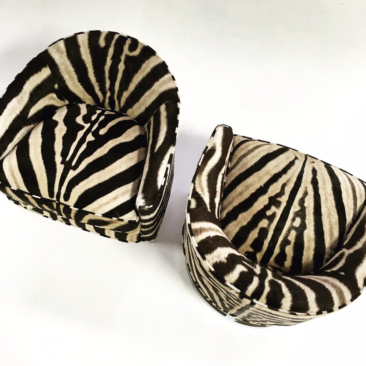 Club Chairs in Zebra Hide, pair - FORSYTH