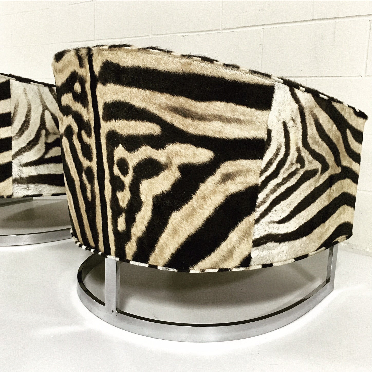 Club Chairs in Zebra Hide, pair - FORSYTH