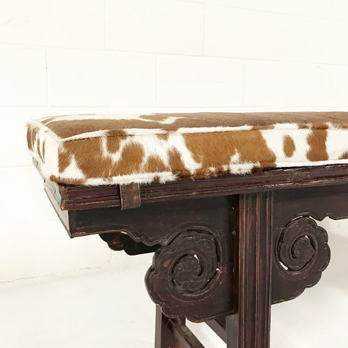 Chinese Bench with Brazilian Cowhide Cushion - FORSYTH