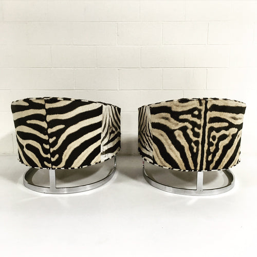 Club Chairs in Zebra Hide, pair - FORSYTH