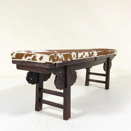 Chinese Bench with Brazilian Cowhide Cushion - FORSYTH