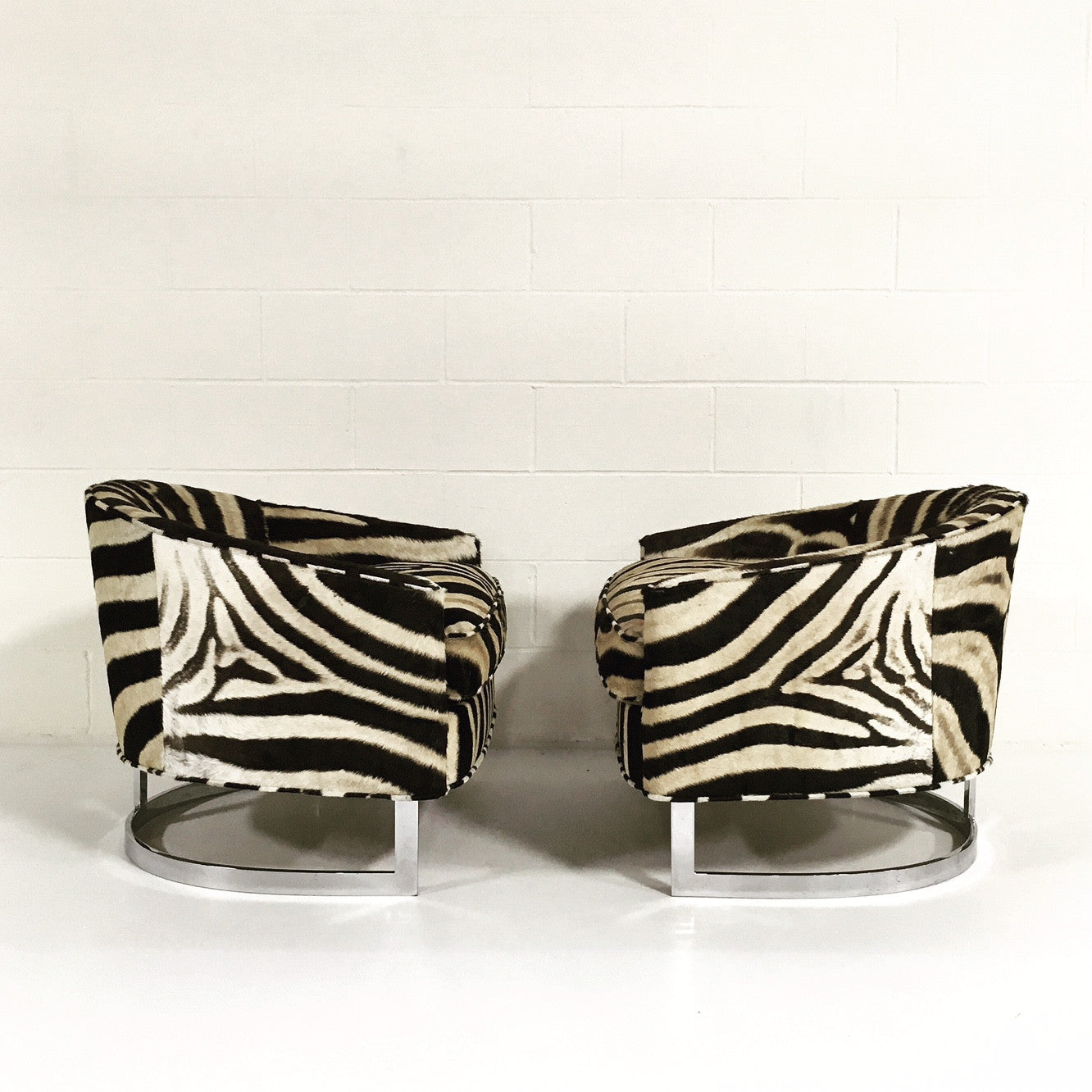 Club Chairs in Zebra Hide, pair - FORSYTH