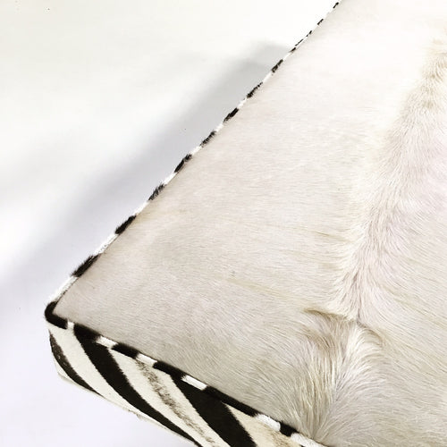 Chrome Bench in Brazilian Cowhide and Zebra Hide - FORSYTH