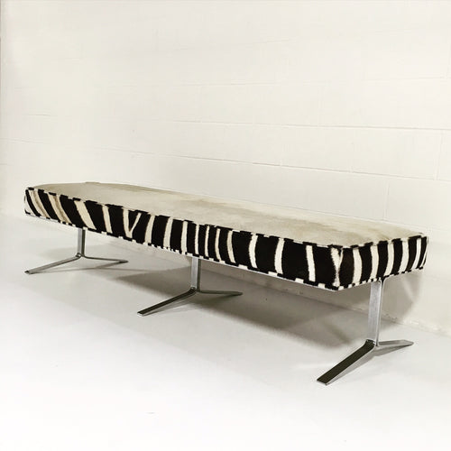 Chrome Bench in Brazilian Cowhide and Zebra Hide - FORSYTH