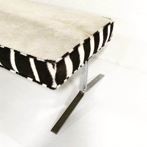 Chrome Bench in Brazilian Cowhide and Zebra Hide - FORSYTH