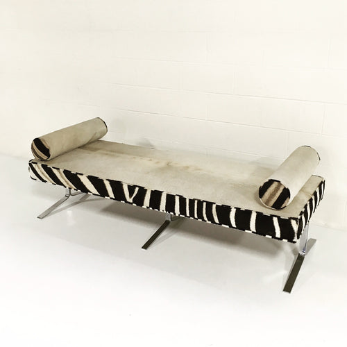 Chrome Bench in Brazilian Cowhide and Zebra Hide - FORSYTH