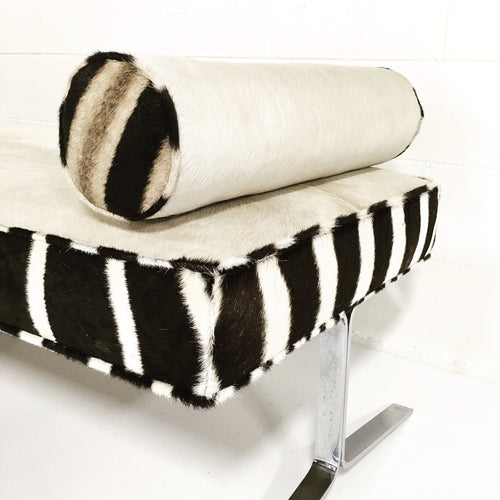 Chrome Bench in Brazilian Cowhide and Zebra Hide - FORSYTH